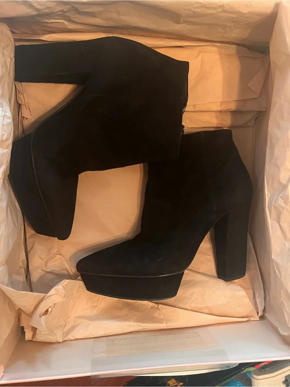 PRADA Black Suede Platform Ankle Boots